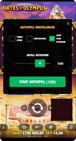 Startskjerm Gates of Olympus