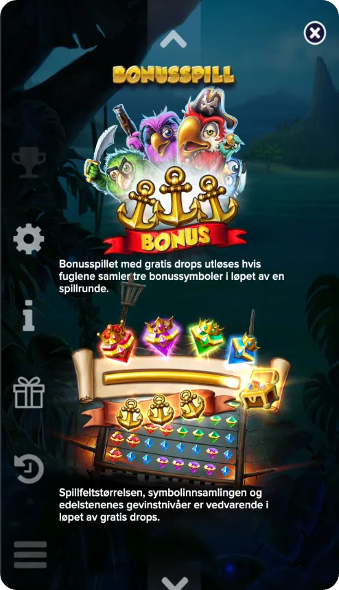 Bonusfunksjoner i Pirots