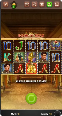 Startskjerm Book of Dead