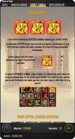 Gevinstkombinasjoner i Book of Dead