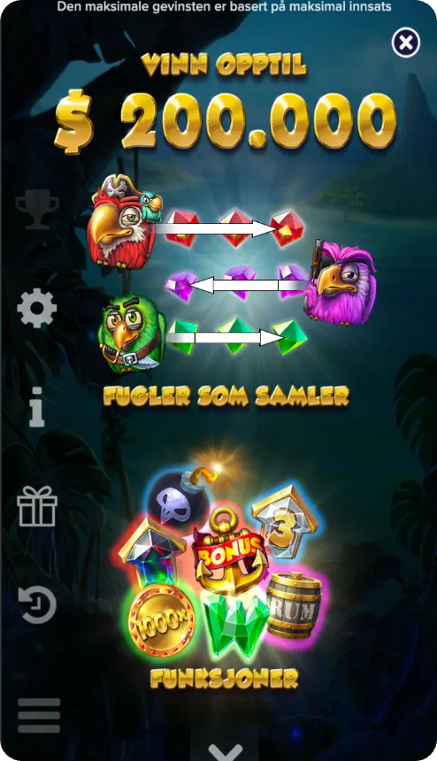 Gevinstkombinasjoner i Pirots