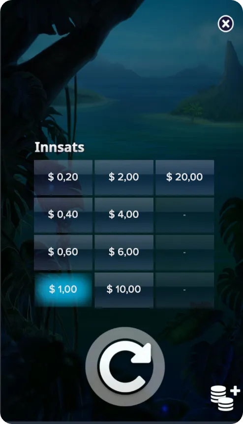 Påfyllingsbeløp og innsatser