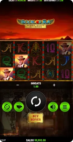 Innstillinger i Book of Ra