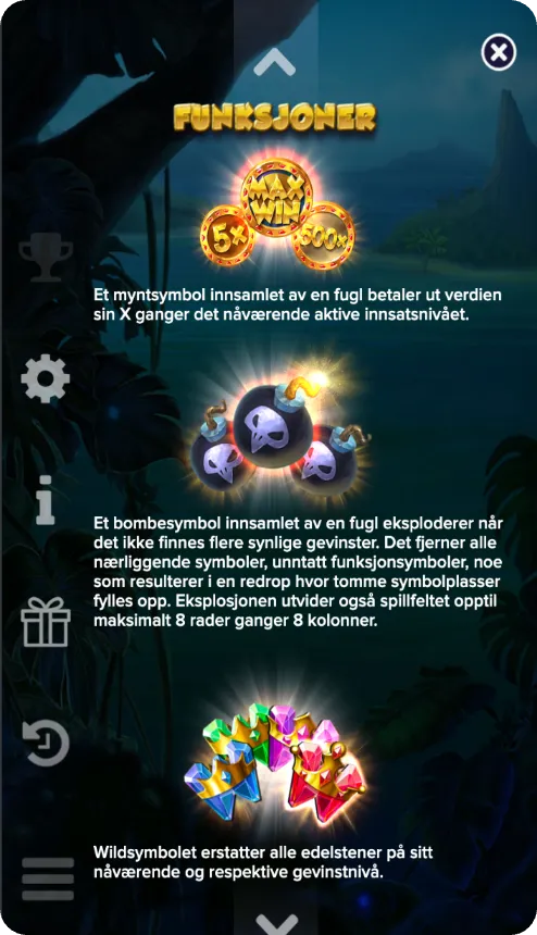 Spillfunksjonalitet i Pirots