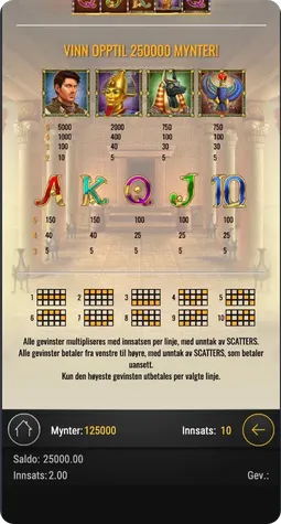 Innsatser i Book of Dead