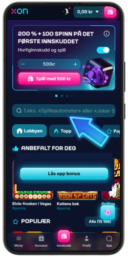 velg en spilleautomat i casino lobbyen